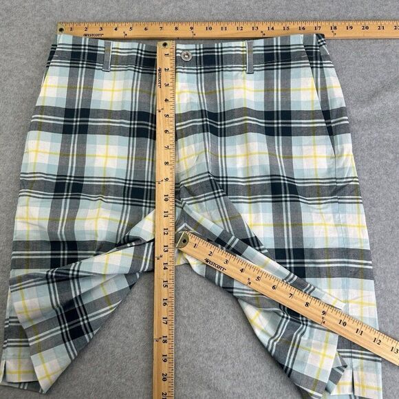IJP Ian Poulter Designs Plaid Shorts Size 34 x 10 Golf Casual Colors Blue White - Picture 8 of 11
